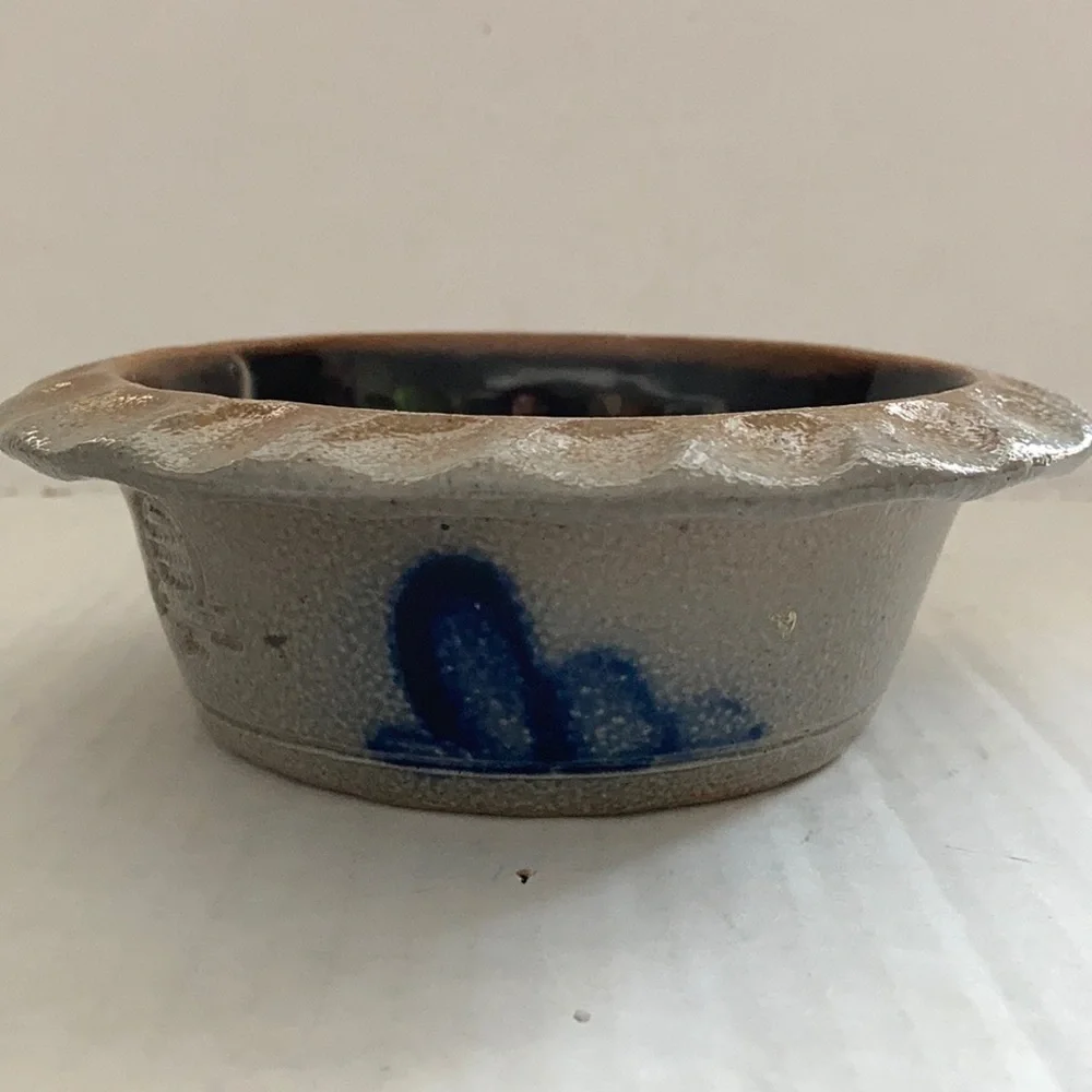 Rowe Pottery Works apple baker pottery bowl cobalt